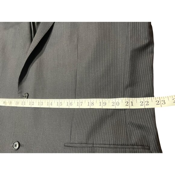 Calvin Klein Mens Black Pinstripe Wool Suit Jacket Blazer 2-Button 46L - Picture 6 of 11